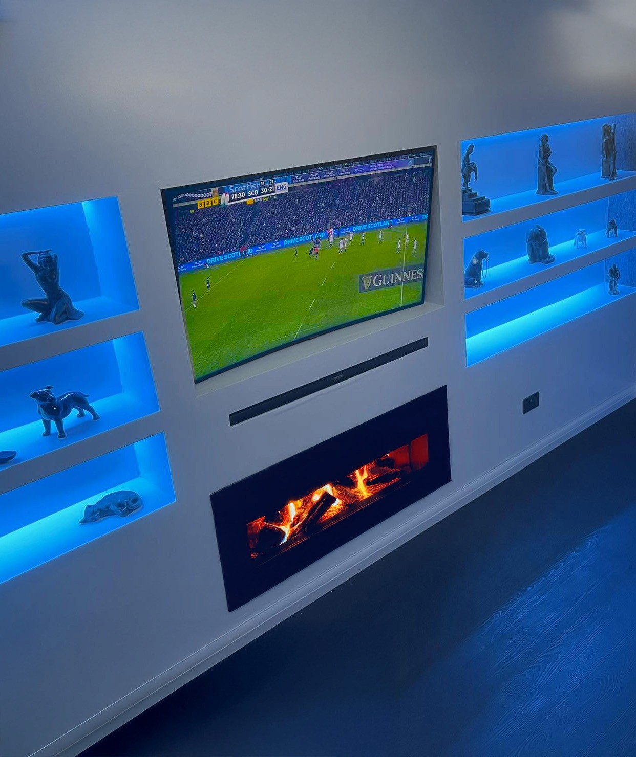 Bespoke media wall with feature lighting